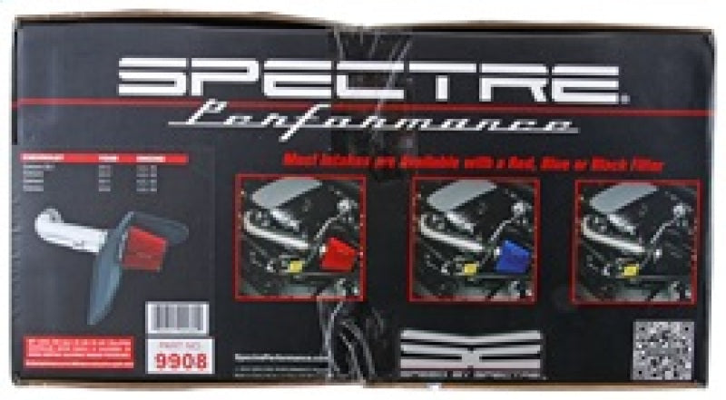 Spectre 9908 10-12 fits Chevy Camaro V8-6.2L F/I Air Intake Kit - Clear Anodized w/Red Filter