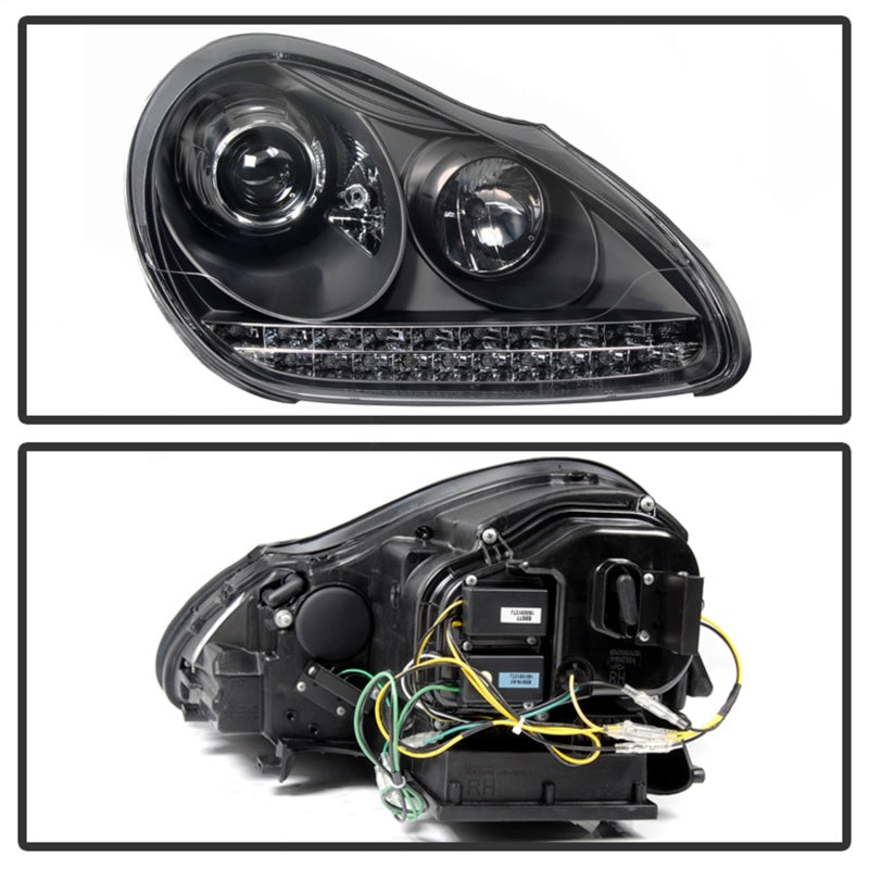 Spyder 5080967 fits Porsche 03-06 Cayenne Projector Xenon/HID Model- DRL LED Bl