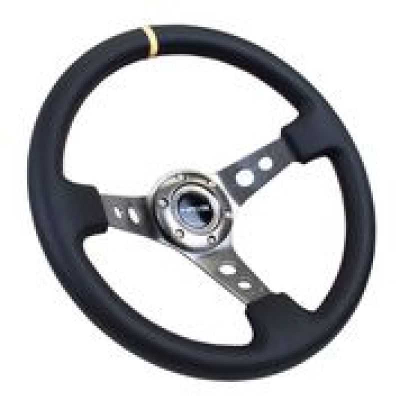 NRG RST-006GM-Y RST-006GM-Y Reinforced Steering Wheel Blk Leather w/Gunmetal