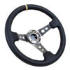 NRG RST-006GM-Y RST-006GM-Y Reinforced Steering Wheel Blk Leather w/Gunmetal