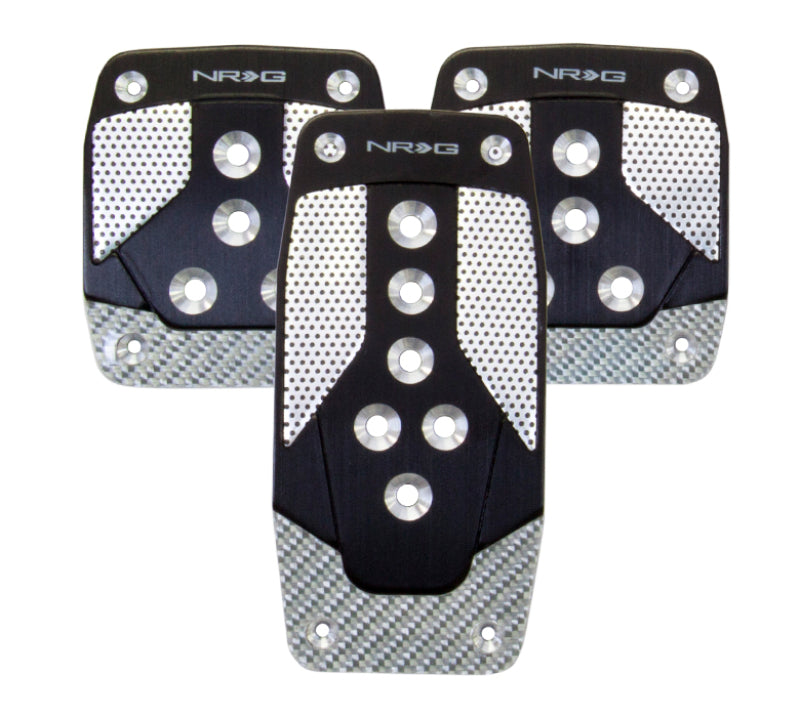 NRG PDL-400BK Aluminum Sport Pedal M/T - Black w/Silver Carbon