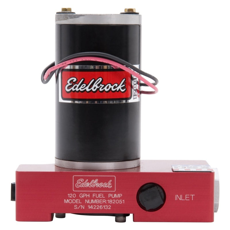 Edelbrock 182051 Fuel Pump Electric Quiet-Flo Carbureted 120GPH 3/8In In 3/8In Out 120 GPH Red