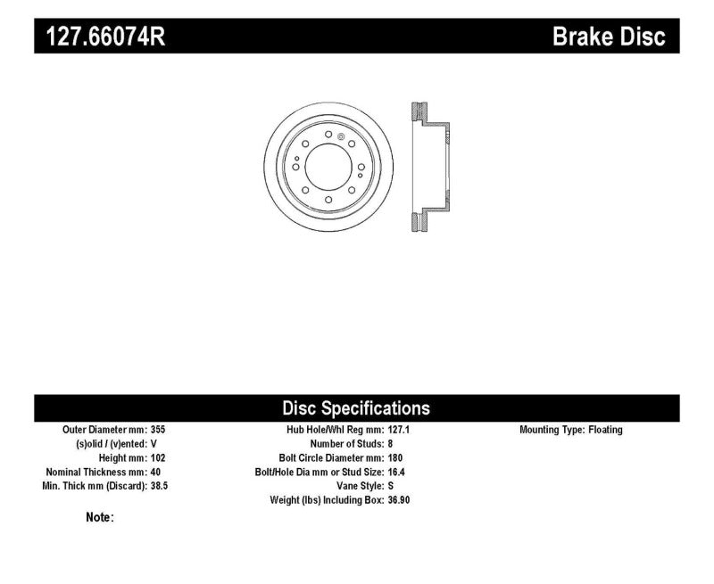 Stoptech 127.66074R Slotted & Drilled Sport Brake Rotor