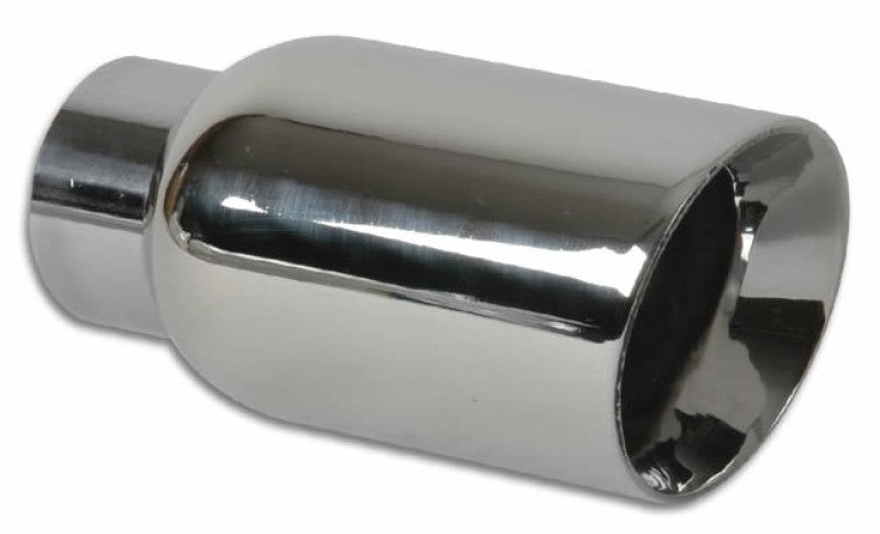 Vibrant 1269 2.5in ID Single 4in OD Round SS Exhaust Tip (Double Wall Angle Cut)