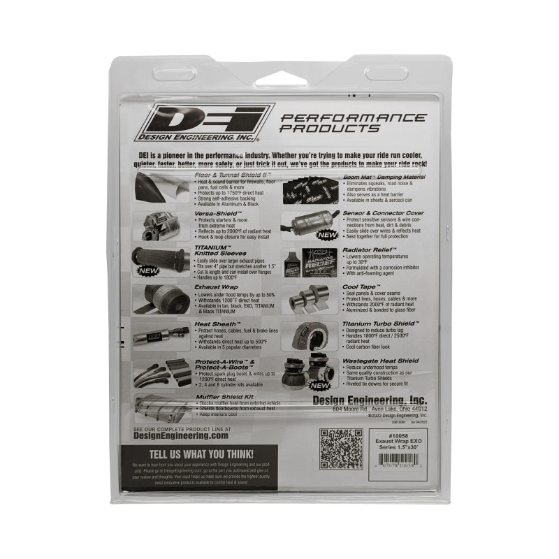 DEI 10058 Exhaust Wrap 1.5in x 30ft - EXO - Black