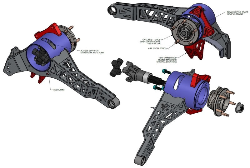 Ridetech 11537194 63-79 fits Chevy Corvette Rear StrongArms System For C7 Hubs
