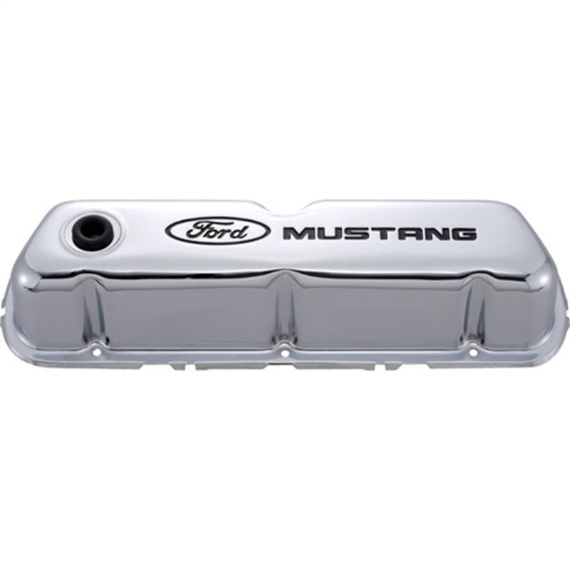 Ford Racing 302-100 Racing Ford fits Mustang Logo Stamped Steel Chrome Valve Covers
