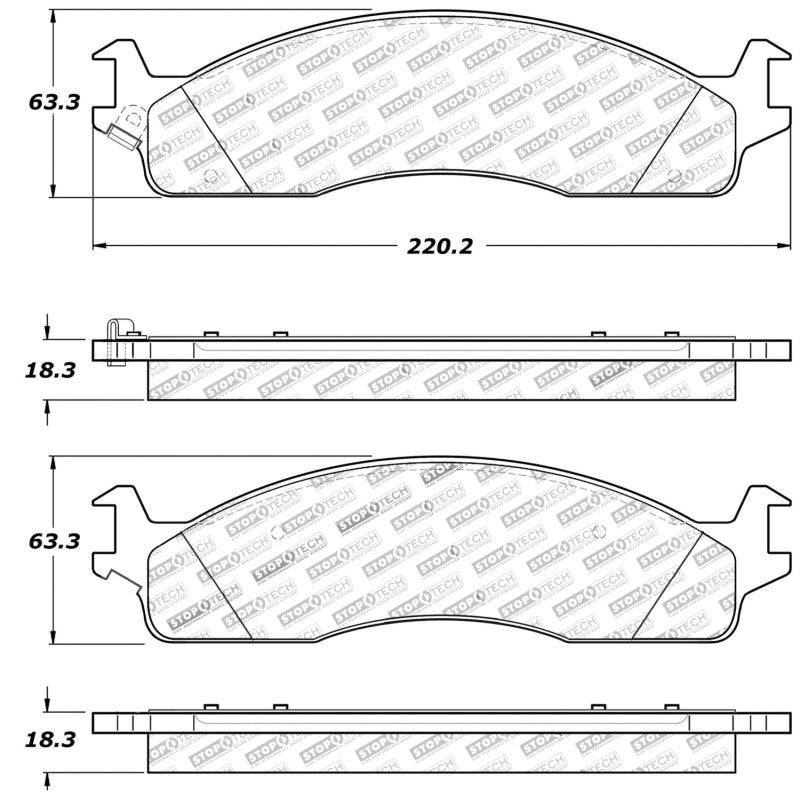 Stoptech 309.0965 Sport Brake Pads w/Shims and Hardware - Front