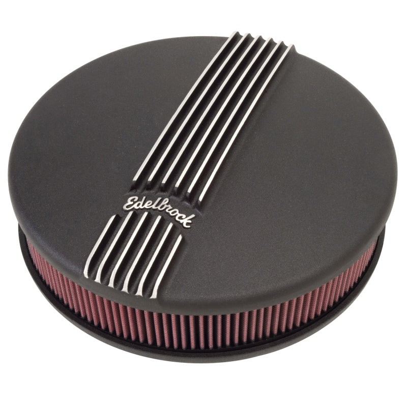 Edelbrock 41173 Air Cleaner Classic Series Round Aluminum Top Cloth Element 14In Dia X 3 9In Black