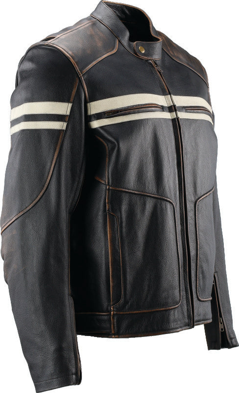 Kuryakyn 094382 Kuryakyn Leather By River Road Hoodlum Vintage Leather Jacket Black - Small