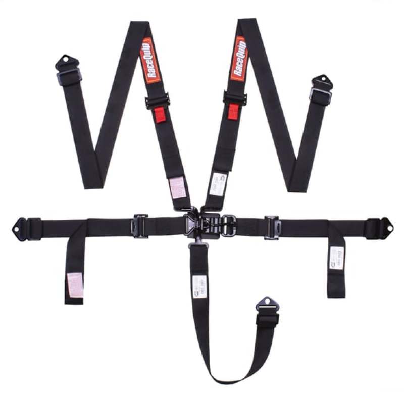 Racequip 811001 Latch & Link 5 Point Auto Racing 2In Harness Set / SFI 16.1 Seat Belt Set / Black