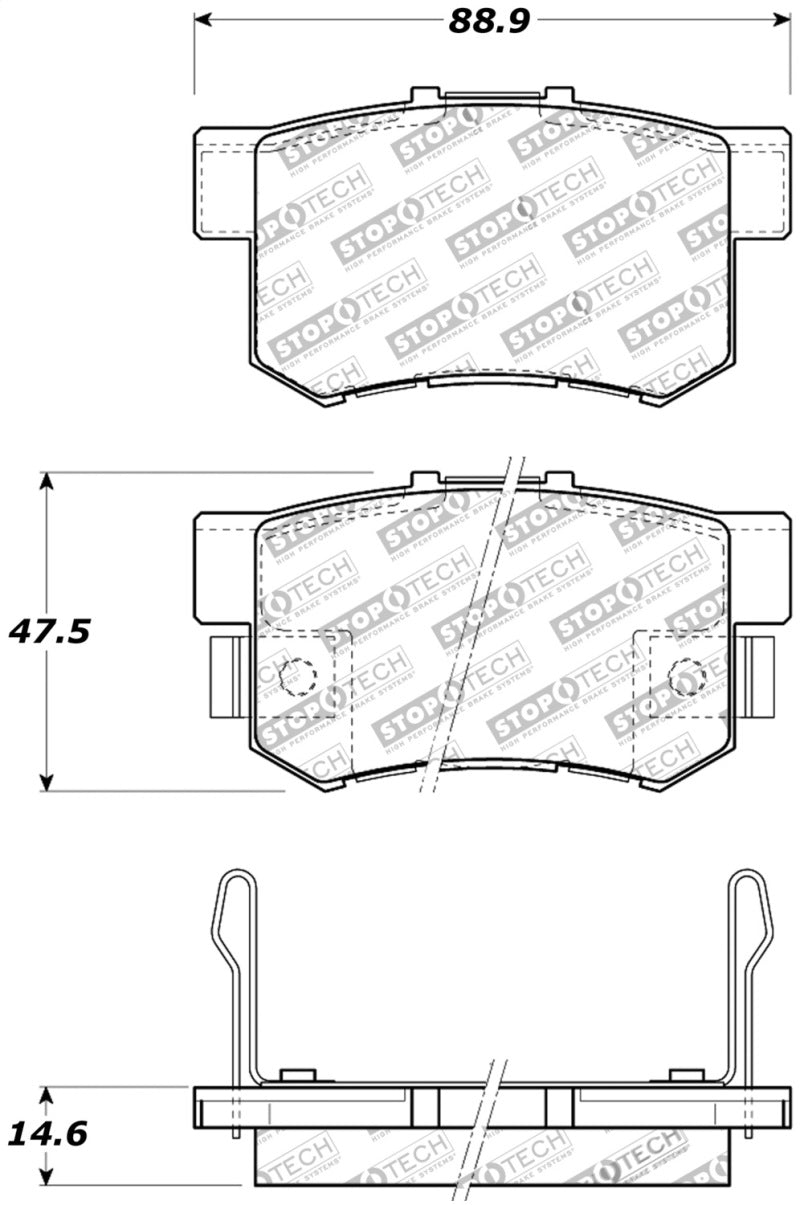 Stoptech 309.0536 Performance 08-10 fits Honda Accord EX/EX-L Coupe / 08-10 LX/LX-P/LX+ Sedan Rear Brake Pads