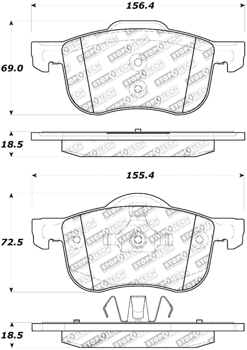Stoptech 308.0794 Street Touring 01-09 Volvo S60 / 99-06 S80 / 01-07 V70/V70R Front Brake Pads