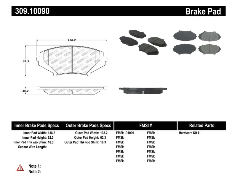 Stoptech 309.1009 Performance 04-07 RX-8 Front Pads