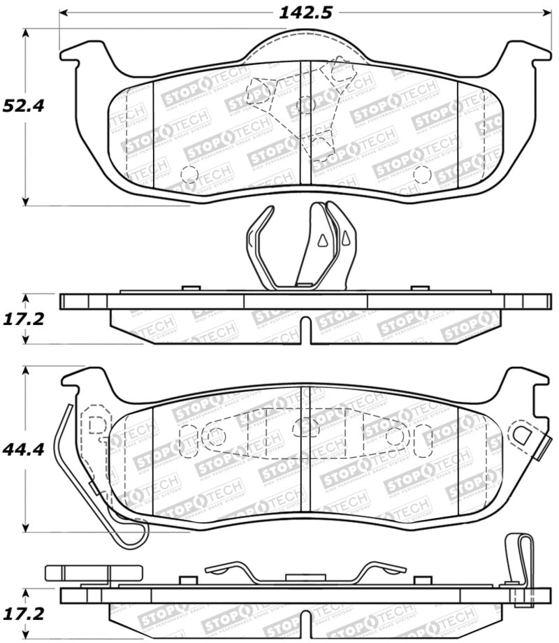 Stoptech 309.1041 Sport Brake Pads w/Shims and Hardware - Front
