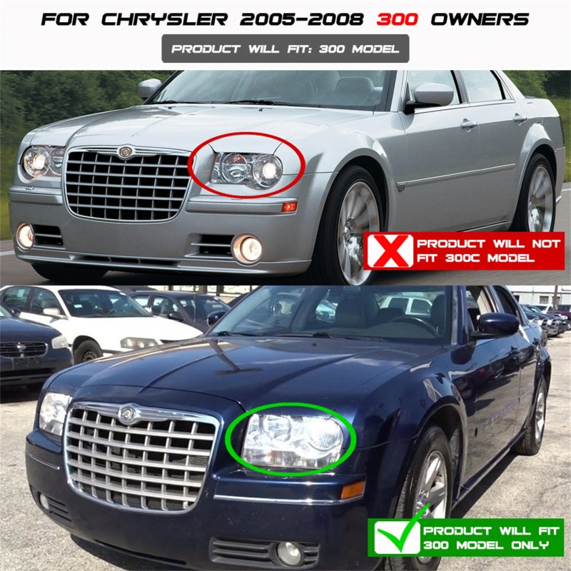 Spyder 5009180 fits Chrysler 05-08 300 Projector Headlights LED Halo LED Blk (N