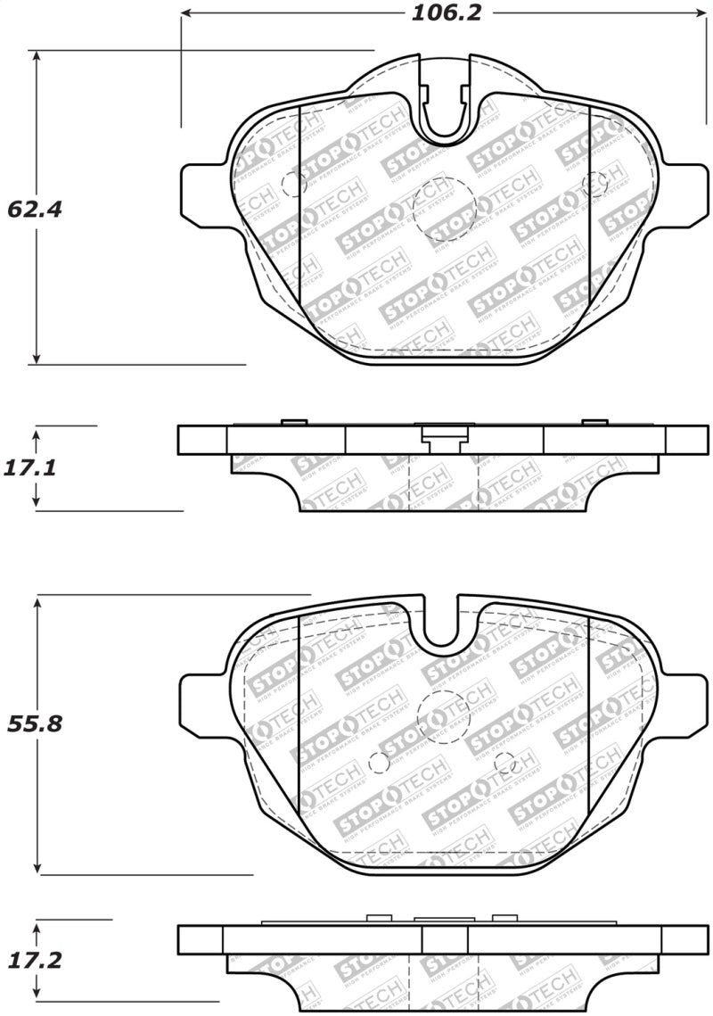 Stoptech 305.1473 11-17 BMW X3 Street Performance Rear Brake Pads