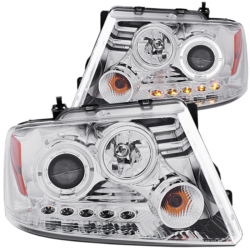 ANZO 111029 2008 fits Ford 04-20 F-150 Projector Headlights w/ Halo and LED Chrome