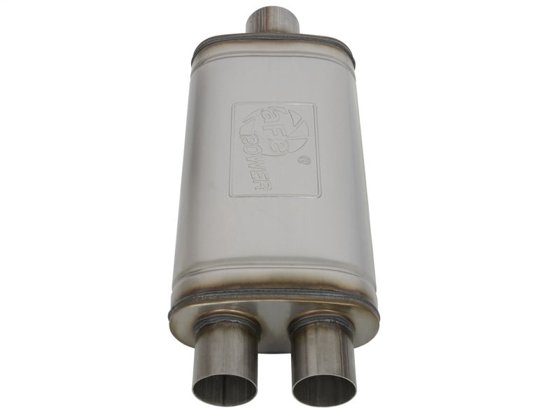AFE 49M00018 rce XP SS Muffler 3in Center Inlet / 2.5in Dual Outlets 18in L x 9