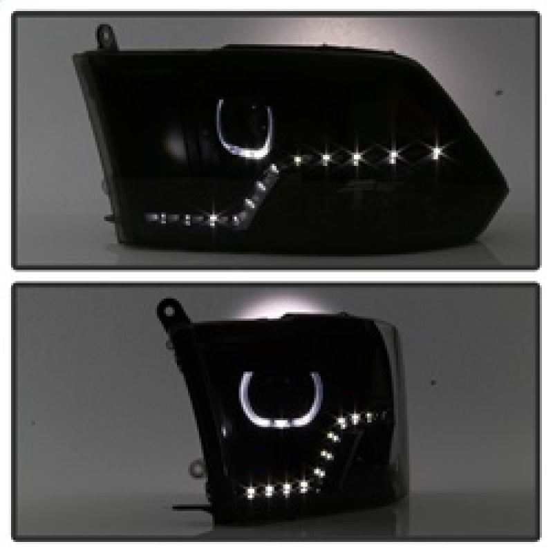 xTune 9036736 fits Dodge Ram 2009-2014 Halo LED Projector Headlights - Black Sm