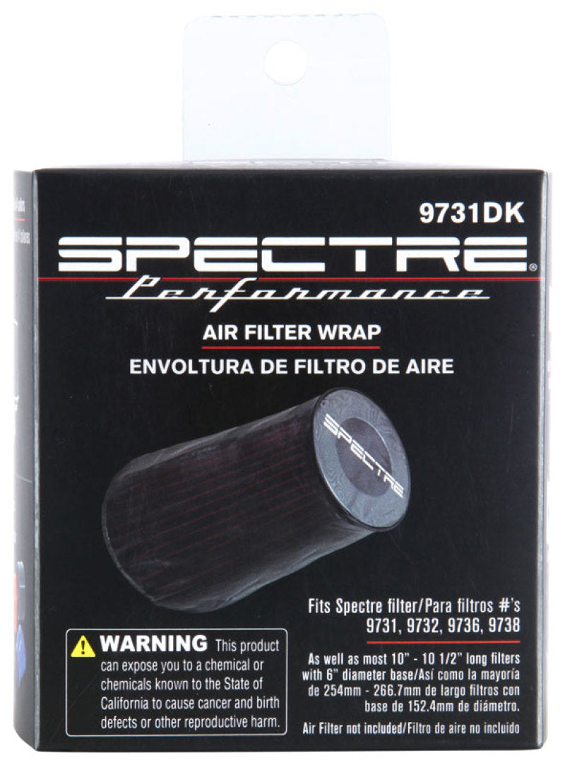 Spectre 9731DK Universal Pre-Filter Wrap 6.125in. x 9.125in. - Black