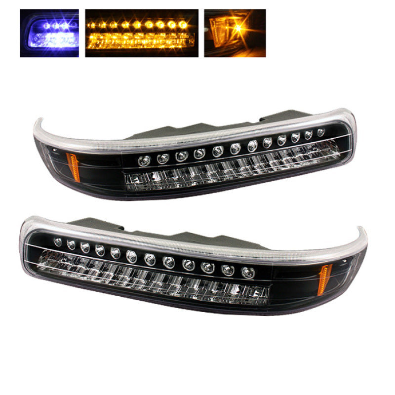 5014566 Xtune fits Chevy 99-02 Silverado LED Amber Bumper Lights Black CBL-CS9