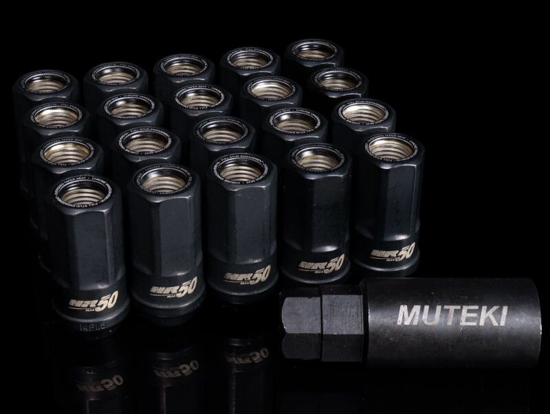 Wheel Mate HR5007BB Muteki HR50 Open End Lug Nuts - Black w/ Black Ring 14x1.50