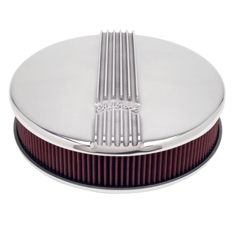 Edelbrock 4117 Air Cleaner Classic Series Round Aluminum Top Cloth Element 14In Dia X 3 9In Polished