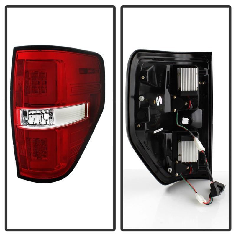 Spyder 5084224 fits Ford 09-14 F150 V2 Light Bar LED Tail Lights - Red Clear (A
