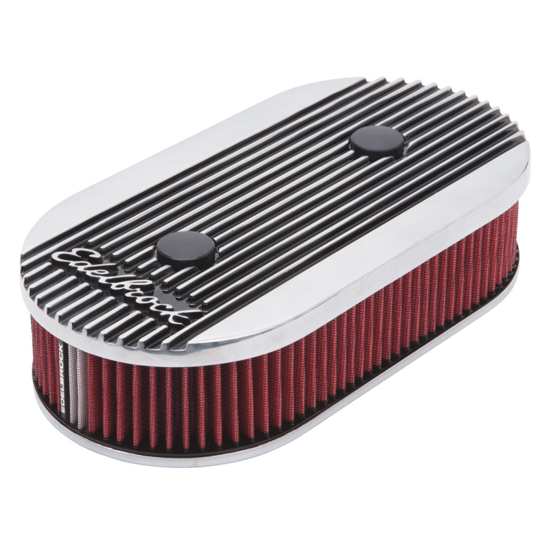 Edelbrock 4272 Air Cleaner Elite II Oval Dual-Quad Carbs 2 5In Red Element Polished