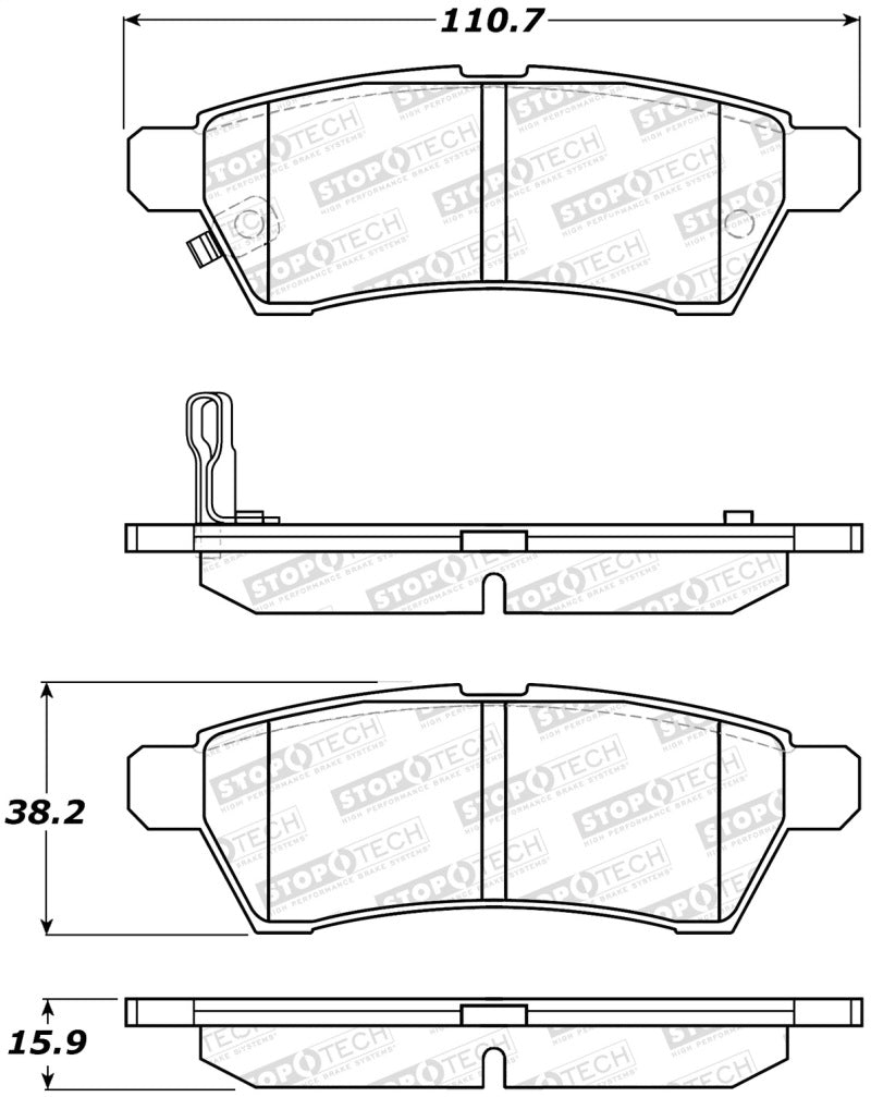 Stoptech 308.11 05-18 Nissan Frontier Street Performance Rear Brake Pads