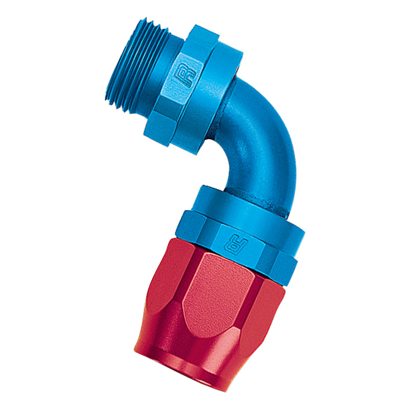 Russell 612290 Performance -10 AN Red/Blue 90 Degree Swivel Dry Sump Hose End (-8 Port 3/4in-16 Thread)