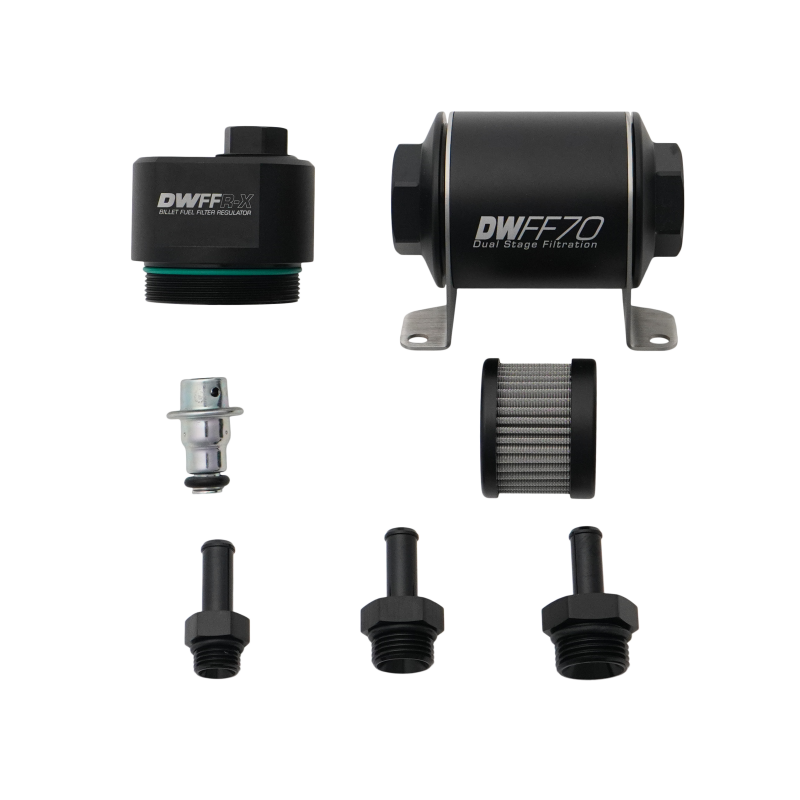 DeatschWerks 8-FFR-070-010K-38 DWFFR-X 70mm Billet Fuel Filter Regulator - 10 Micron with 3/8in Fittings