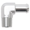 Edelbrock 8179 Hose End 90-Deg 1/2In NPT to 5/8In Barb Clear Anodize