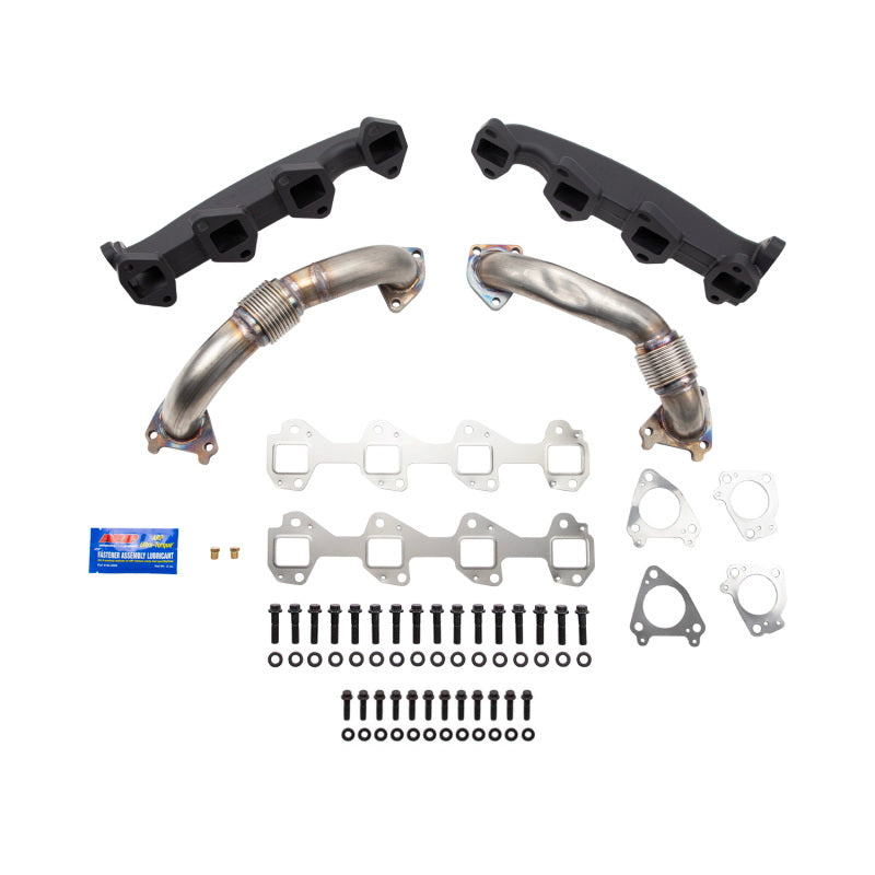 Wehrli WCF100174 01-04 Duramax LB7 Billet Exhaust Manifold & SS Up Pipes w/ Gaskets and ARP Hardware