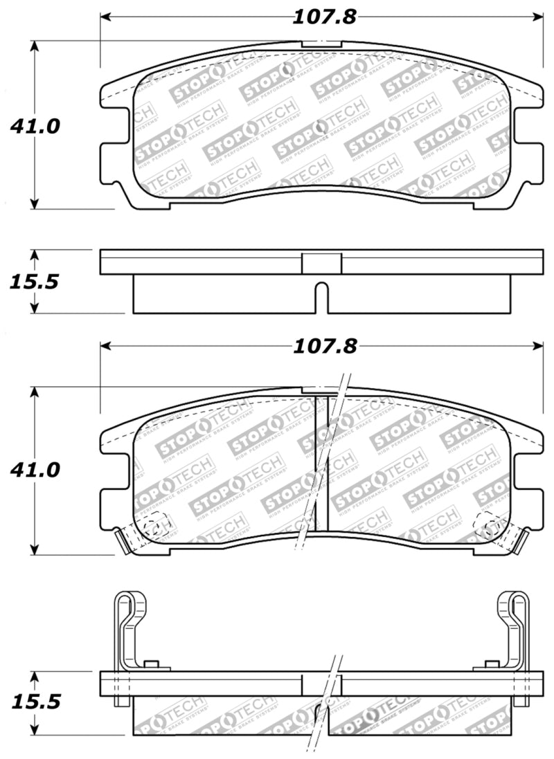 Stoptech 309.0383 Performance fits Mitsubishi Eclipse GST Rear Brake Pads