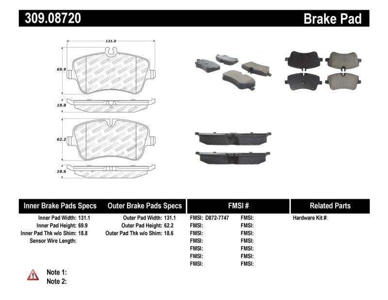 Stoptech 309.0872 Performance Brake Pads