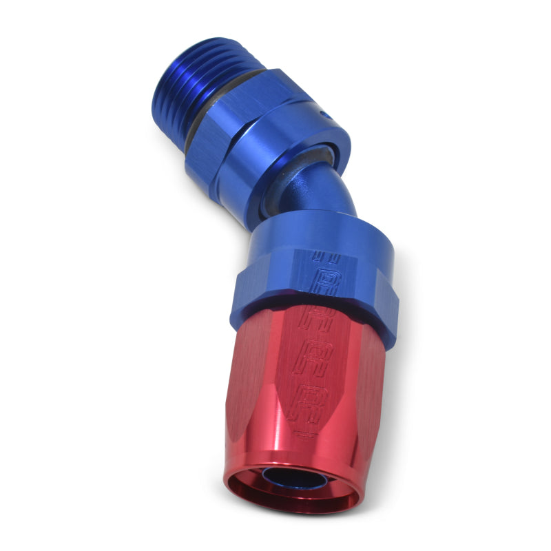 Russell 612420 Performance -10 AN Red/Blue Male SAE Port to -8 Hose 90 Degree (-10 Port 7/8in-14 Thread)