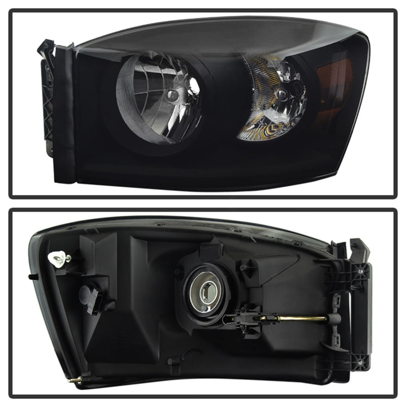 9030369 Xtune fits Dodge 06-08 Ram 1500 Amber Crystal Headlights Black Smoked