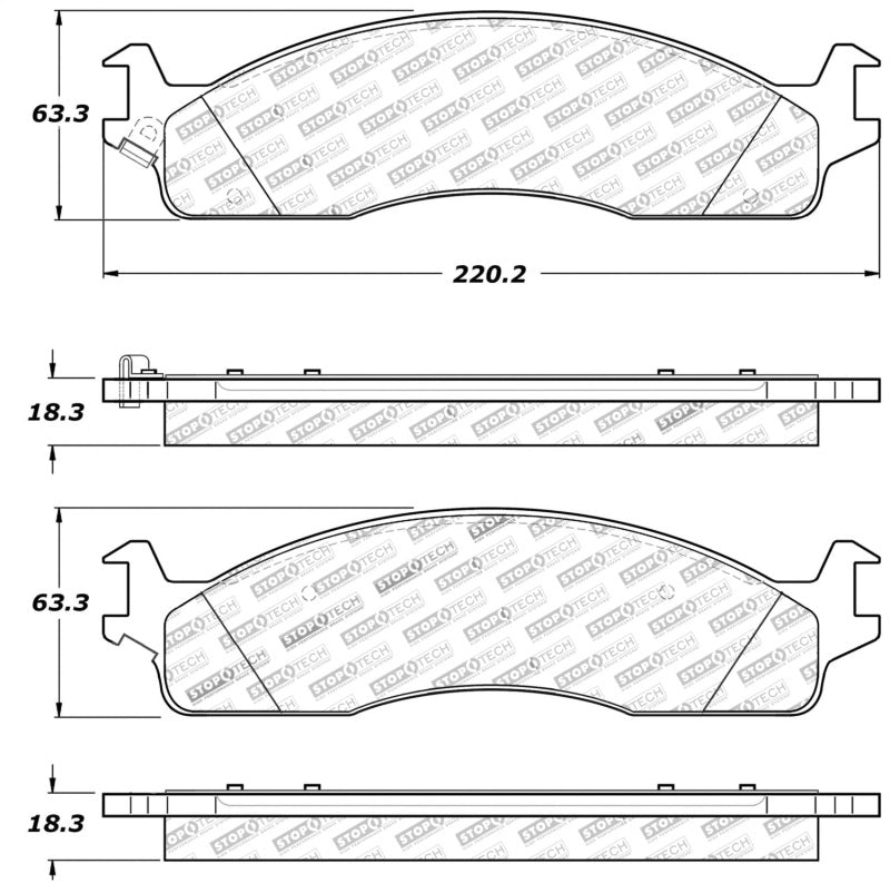Stoptech 309.0965 Sport Brake Pads w/Shims and Hardware - Front