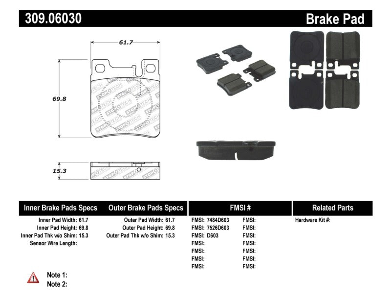Stoptech 309.0603 Performance Brake Pads