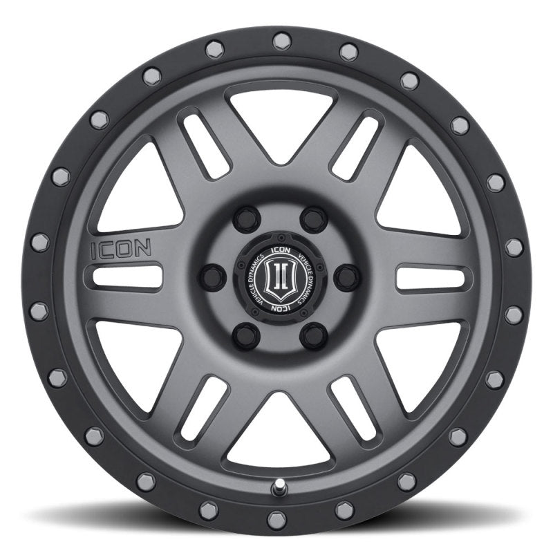 ICON 1417858357TT Six Speed 17x8.5 6x5.5 25mm Offset 5.75in BS 108.1mm Bore Titanium Wheel