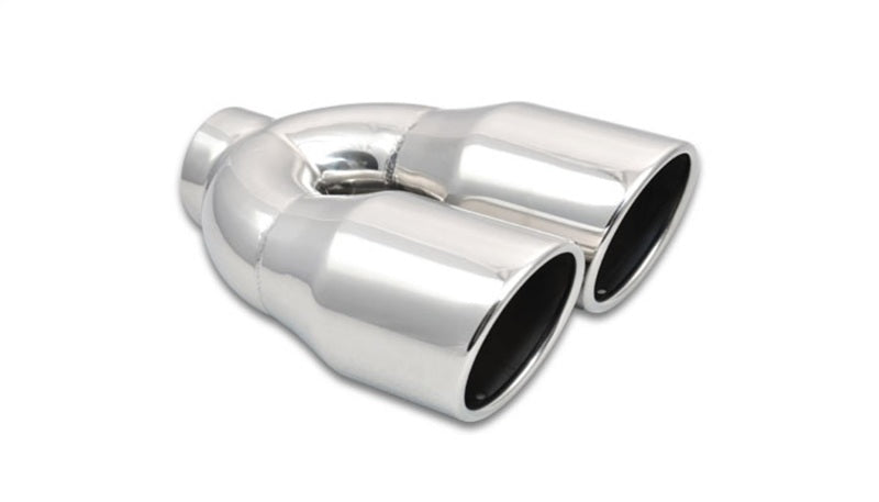 Vibrant 1326 2.5in ID Dual 3.5in OD Round SS Exhaust Tip (Single Wall Angle Cut)