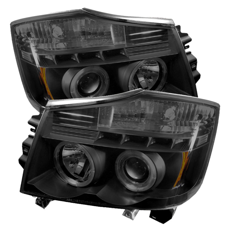 Spyder 5078605 fits Nissan 04-14 Titan Projector Headlights LED Halo LED Blk Sm