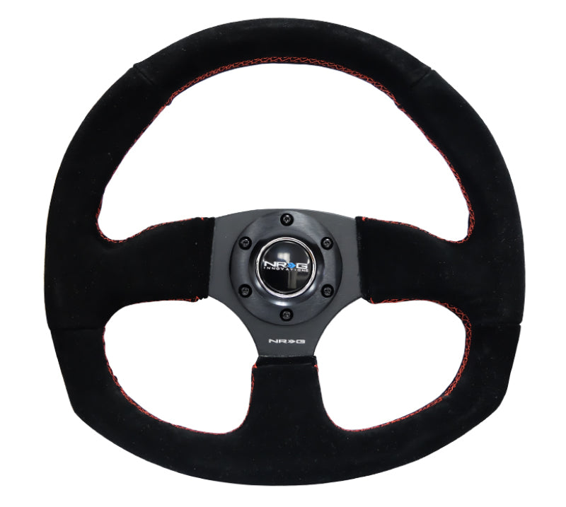 NRG RST-009S-RS RST-009S-RS Reinforced Steering Wheel Suede w/Red Stitch