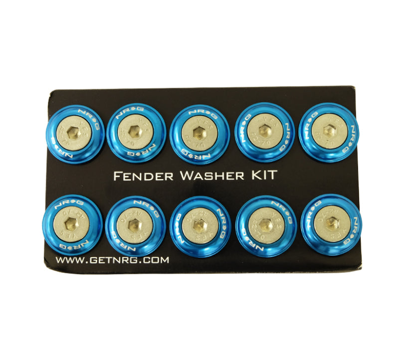 NRG FW-100BL Fender Washer Kit w/Rivets For Plastic (Blue) - Set of 10