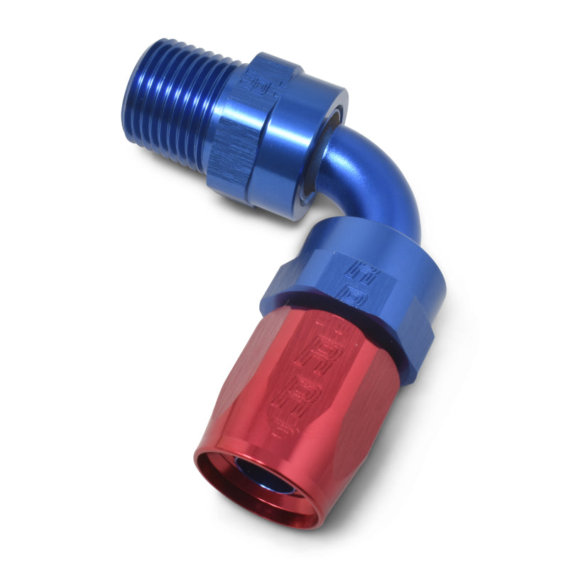 Russell 612190 Performance -10 AN Red/Blue 90 Deg Full Flow Swivel Pipe Thread Hose End (With 3/8in NPT)