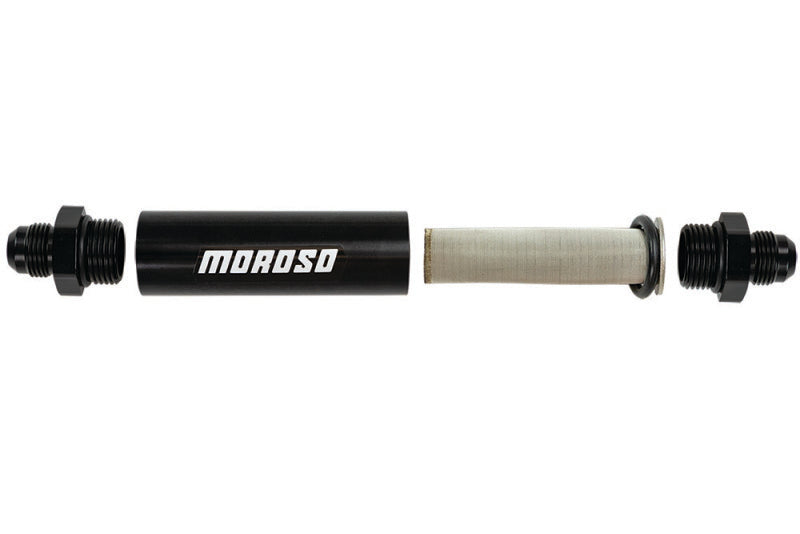 Moroso 65234 In-Line Fuel Filter - 6.5in -10An - 40 Micron SS Filter - Aluminum