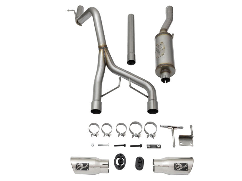 AFE 49-48056-P Series CB 2.5in Dual Center Exit SS Exhaust w/ Polish Tip 07-15