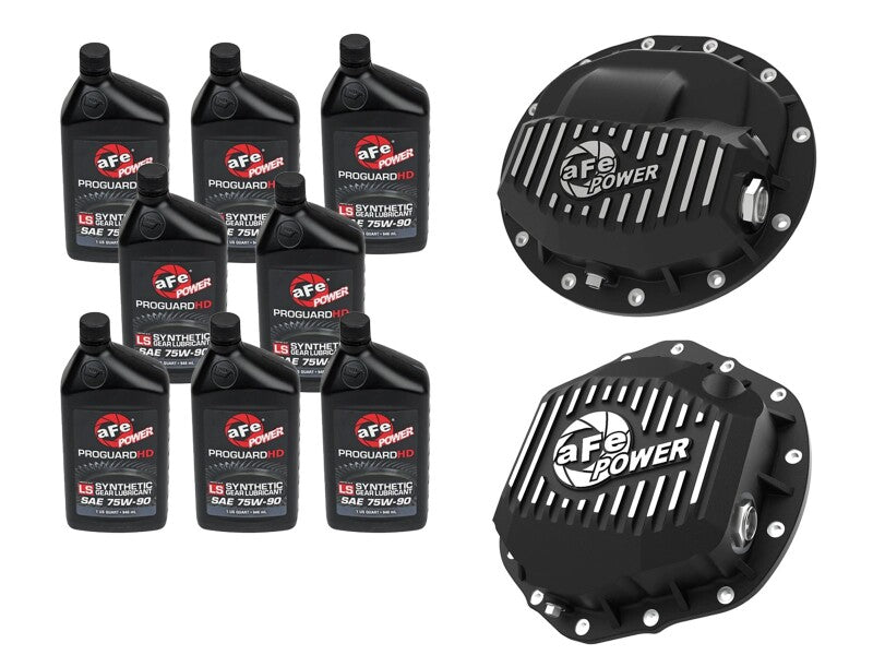 aFe 46-7702AB Power Front/Rear Diff Cover Kit w/ Oil 19-25 fits Dodge L6 Trucks (AAM 9.25-12 & AAM 11.5/12-14)